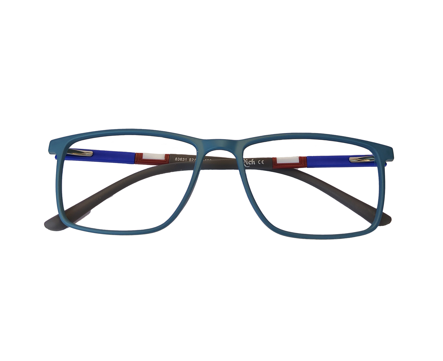 Matt Blue Tr90 Eyeglass Frame – Sky Blue Front & Dark Blue Sides with White Accent | High Strength & Lightweight