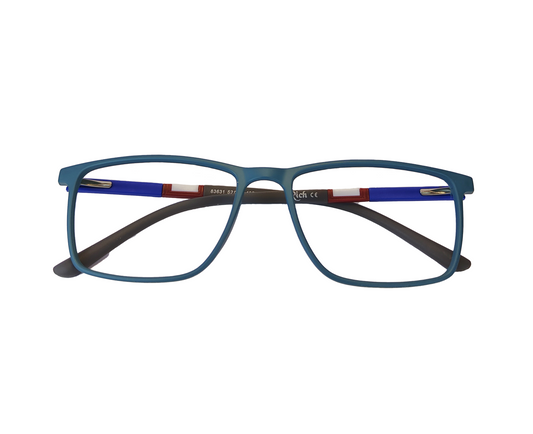 Matt Blue Tr90 Eyeglass Frame – Sky Blue Front & Dark Blue Sides with White Accent | High Strength & Lightweight